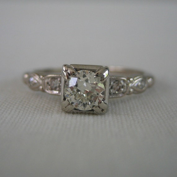 Vintage Diamond Engagement Ring. Orange Blossom. Art Deco.