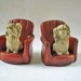Vintage chalkware bookends, pekingese dog chalkware bookends