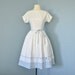 RESERVED FOR MICHELLE Vintage Cotton Dress...1960's Short White Embossed Cotton Lois Ann Jrs. Dress Blue Gingham and Eyelet Lace