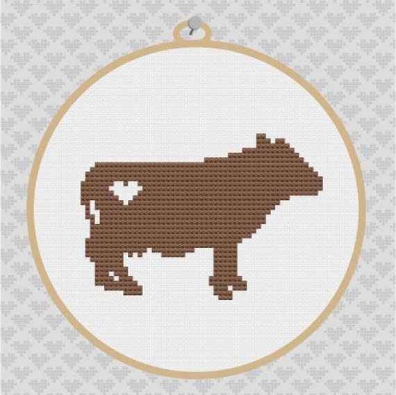 Cow Silhouette Cross Stitch PDF Pattern