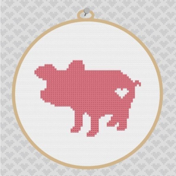 Pig Silhouette Cross Stitch PDF Pattern