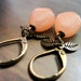 LAST CALL SALE Last Pair Earrings, Lovely Leaf and Peach Glass Earrings, Pale Peach, Brass, Sweet Earrings, Lovely Gift Earrings