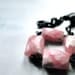 Spring Necklace, Gemstone Rhodochrosite Necklace, Gift for Her, on Black Chain with Lobster Clasp