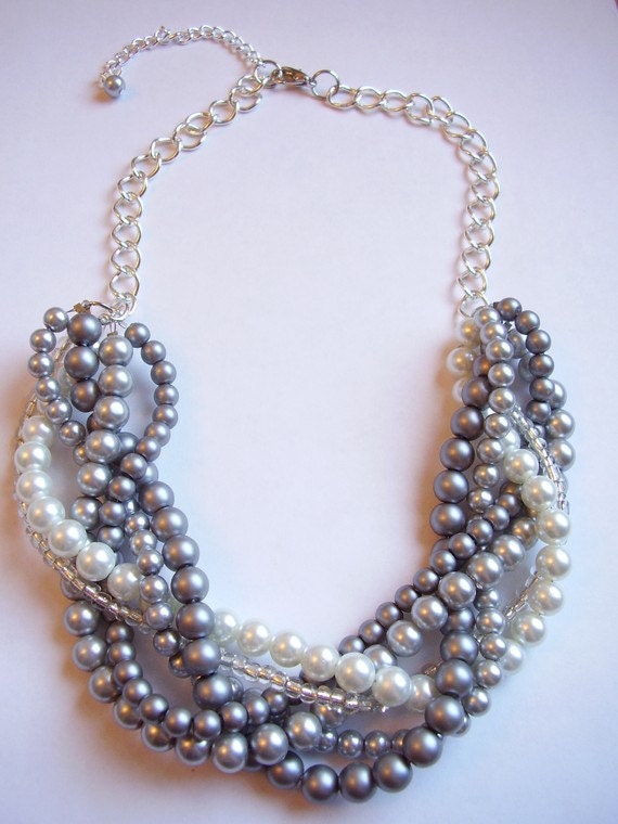 Custom order necklaces braided twisted chunky statement pearl