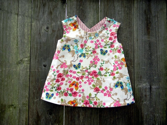 Reversible Pinafore Top Criss Cross Tunic Butterfly