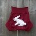 Upcycled Cashmere Soaker Cover Diaper Cover With Added Doubler Burgundy With Fuzzy Bunny Applique LARGE 12-24M Kidsgogreen