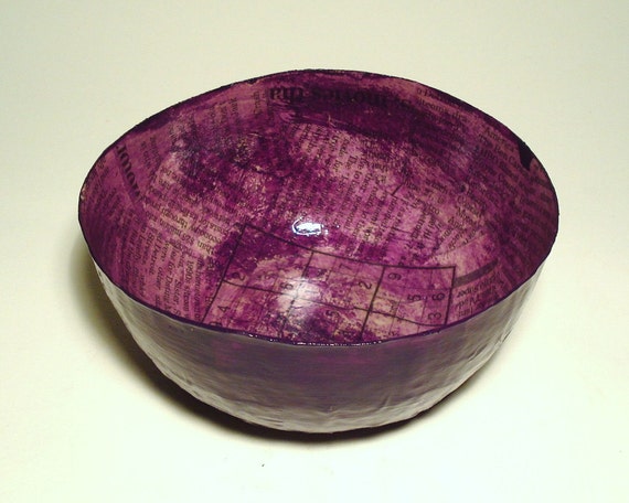 Items Similar To Today s Sudoku In Purple Papier Mache Bowl On Etsy
