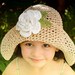 Straw Sun Summer Hat For children with Big White Flower