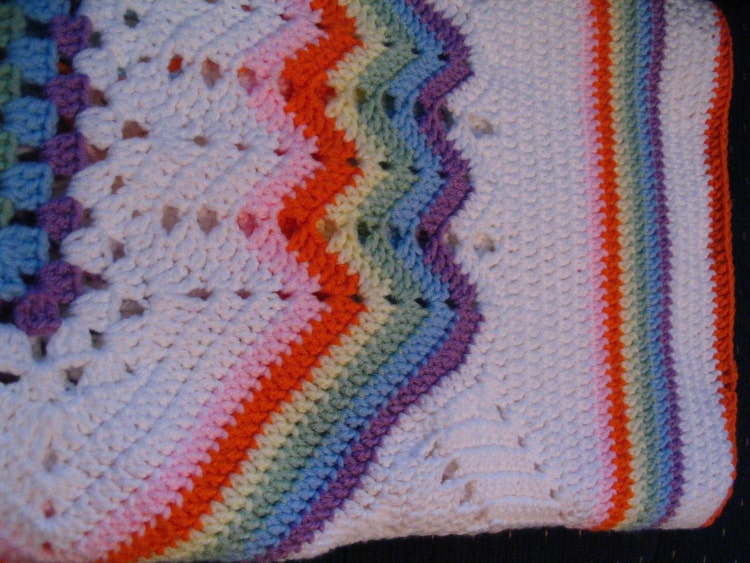 Rainbow Crochet Baby Afghan by farmersattic on Etsy
