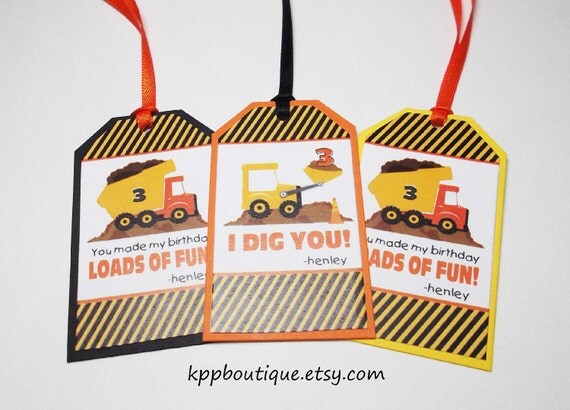 Construction Party Favor Tags