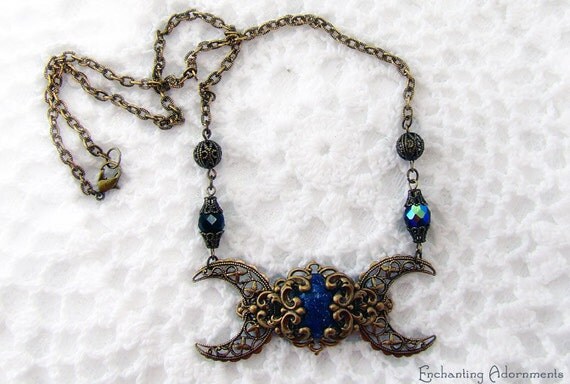 Nyx Goddess of the Night Triple Moon Necklace