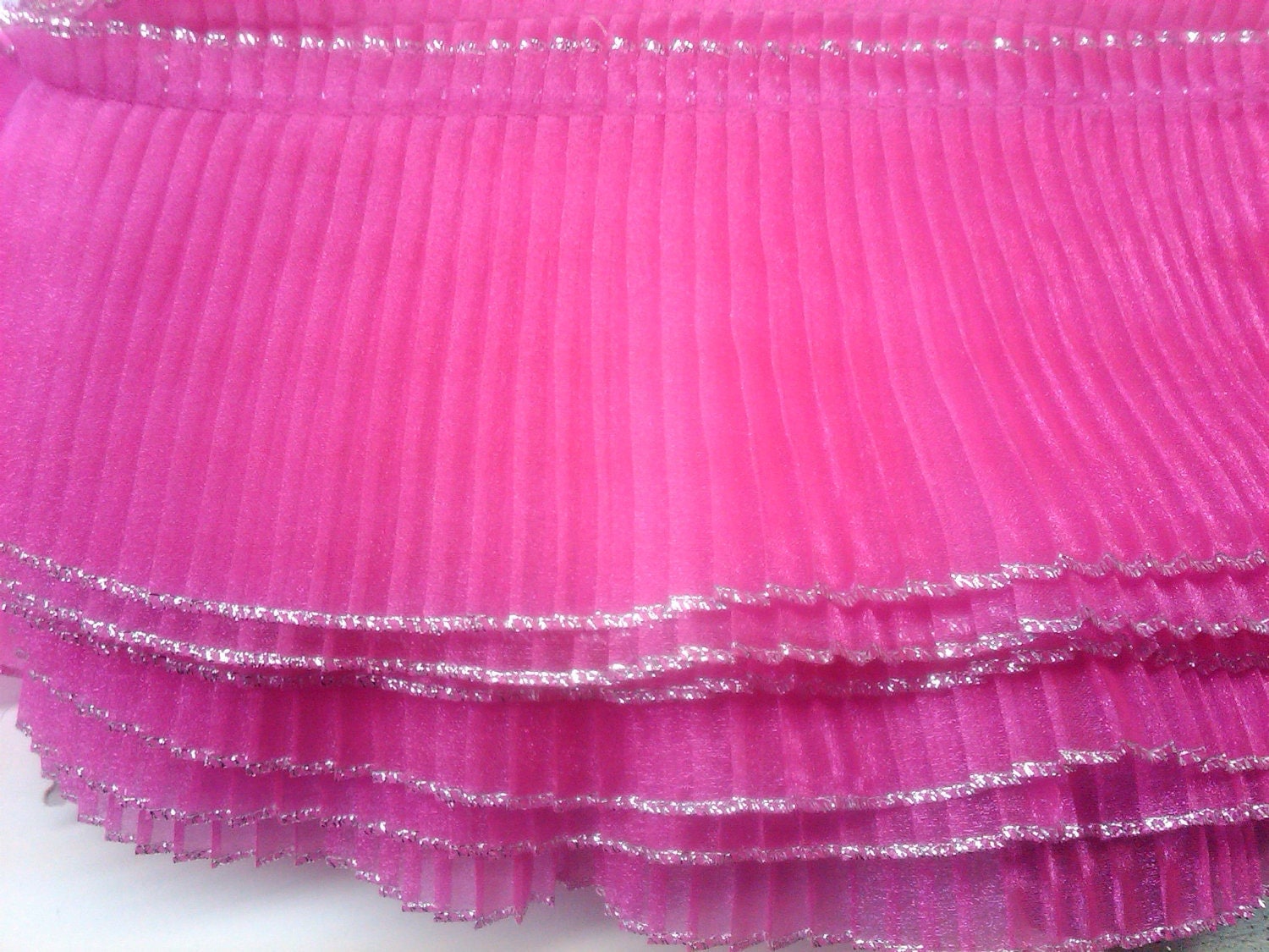 Organza Fabric Sewing Trim Fuchsia Crystal Pleated For