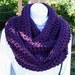 INFINITY COWL SCARF..Solid Dark Purple..Super-Soft..Warm..Long Bulky Loop Eternity Winter, Neck Warmer..Ready to Ship in 2 Days