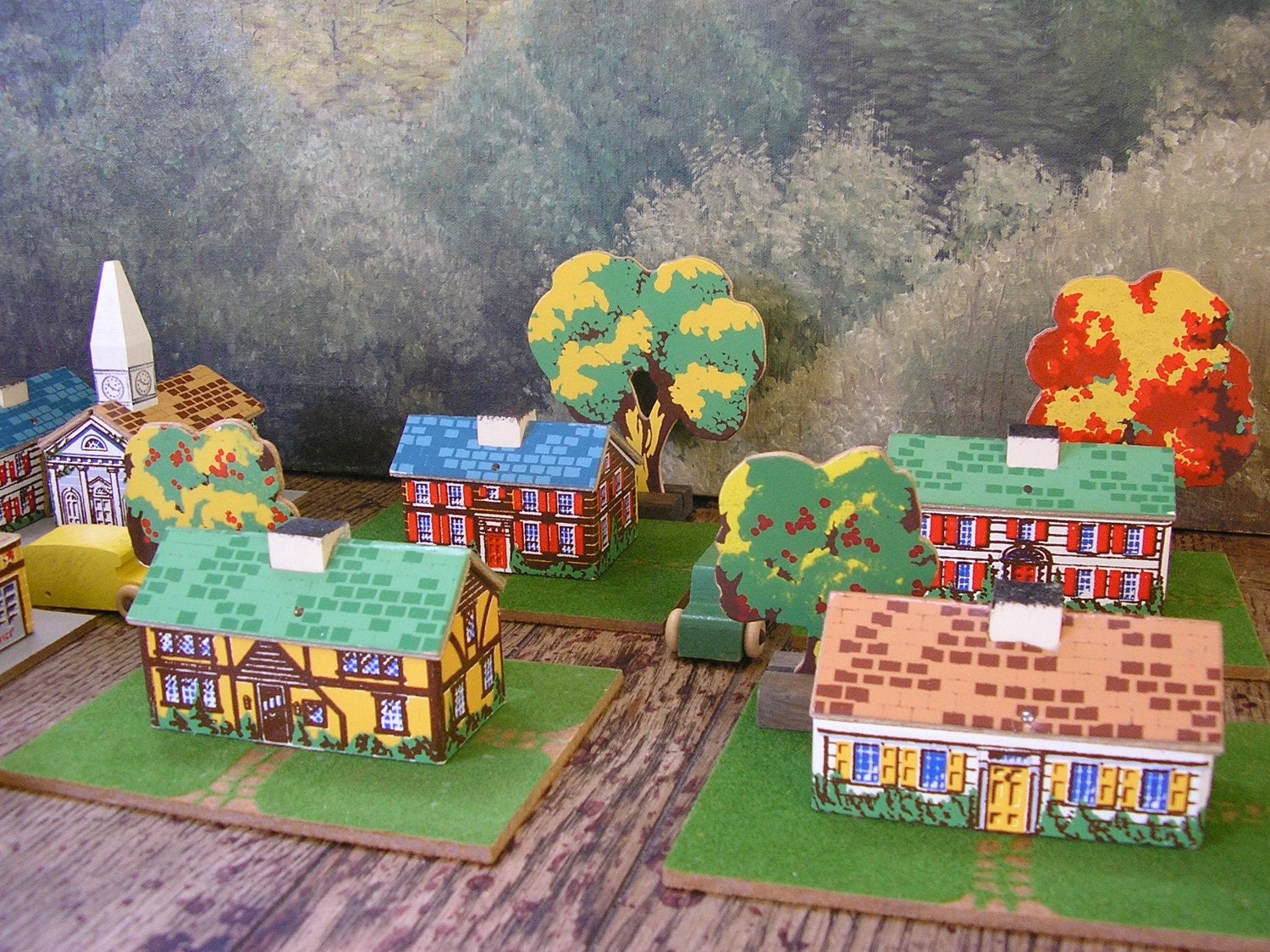 Vintage Toy Town 1940s Wooden Village