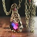 Red Pink Purple Necklace Swarovski Crystal Pendant Necklace Antique Gold Brass Victorian Filigree Necklace