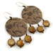 Golden Brown Mother of Pearl Earrings Natural Vintaj Brass Chandelier Earrings Floral Bronze Circle Earrings