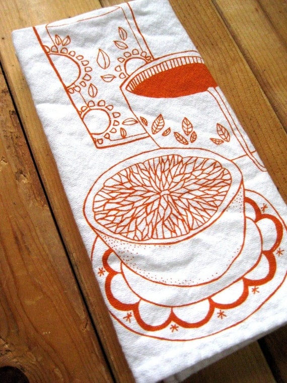Screen Printed Organic Cotton Breakfast Cloth Napkins Eco