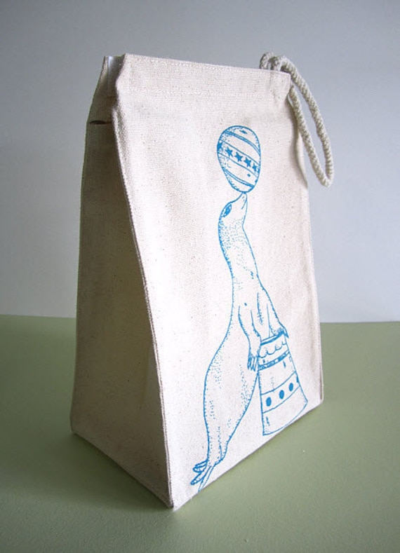 Screen Printed Recycled Cotton Lunch Bag - Reusable and Washable - Eco ...
