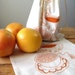 Set of 2 - Screen Printed Natural Cotton Breakfast Produce Bags - Eco Friendly - Reusable and Washable