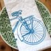 Screen Printed Organic Cotton Bicycle Cloth Napkins - Eco Friendly Dinner Napkins