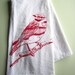 Screen Printed Organic Cotton Flour Sack Towel - Eco Friendly Tea Towel - Woodland Bird