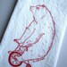 Screen Printed Organic Cotton Flour Sack Tea Towel - Vintage Circus Bear Riding a Bike - Unique Soft and Absorbent Dish Towel