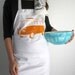 Screen Printed Apron - Natural Cotton Twill - VW Bus Illustration - Eco Friendly and Hand Printed Kitchen Apron
