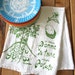 Screen Printed Organic Cotton Flour Sack Towel - Botanical Style Potato Plant Illustration - Eco Friendly Tea Towel for Every Day