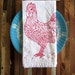 Screen Printed Organic Cotton Cloth Napkins - Eco Friendly Dinner Napkins - Set of 4 - Farmhouse Rooster and Hen Illustration