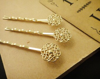 8Pcs 18K Gold Plated Bobby Pins D