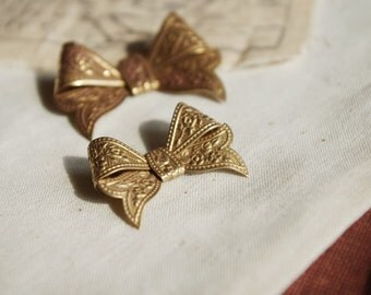 4Pcs Vintage Victoria Style Raw Brass Ribbons