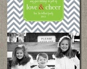 Holiday Photo Card - Set of 25 Photo Cards - Love and Cheer Chevron by Flair Designery Il_170x135
