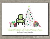 Personalized Holiday Card - Antique Deco Christmas - Set of 12 flat cards Il_170x135