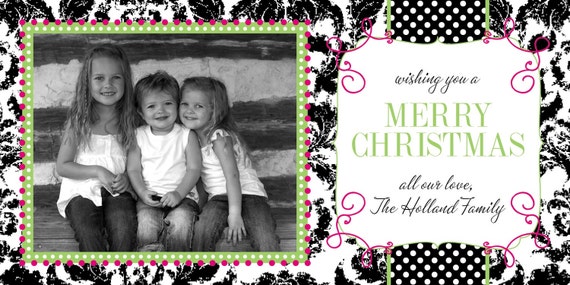 Photo Holiday Card - Set of 25 Cards - Holiday Damask by Flair Designery Il_570xn
