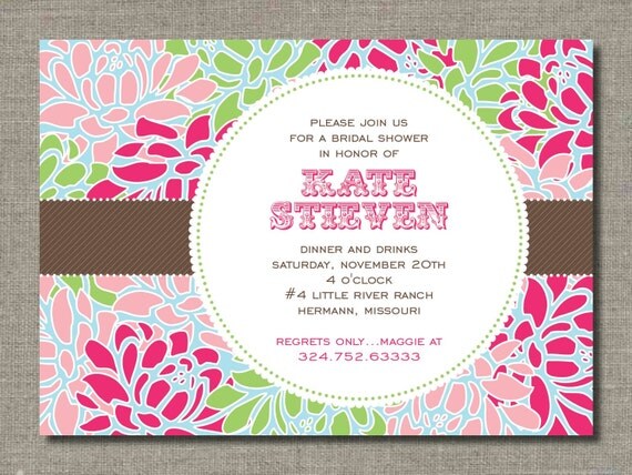 Beautiful Flowers Invite - Bridal Shower, Luncheon, Baby Shower and more - Set of 24 - by Flair Designery Il_570xn
