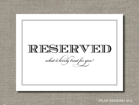 SET OF TWO - Reserved - 5 x 7 Wedding Poster or Table Sign by Flair Designery Il_570xn