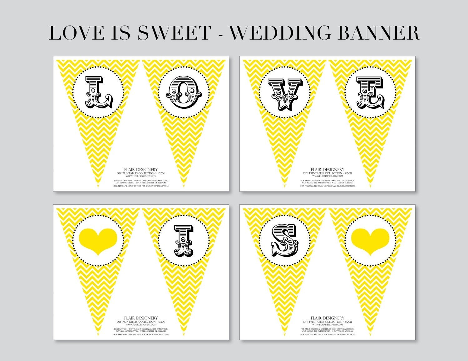 Items similar to Printable Banner - LOVE IS SWEET banner - from Flair ...