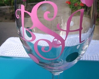 Vinyl Monogrammed Initials - 3 Connecting Vinyl Decals plus Dots - Bridal Shower - "Special Party" - Celebrate