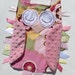 Pink Kleo OWL Baby Blanket Alexander Henry Fabric and Minky Ribbon Tag Blankie Lovey Lovie Baby Gift