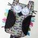 Alexander Henry Mod Dot OWL Ribbon Tag Baby Blanket with Black Minky Blankie Lovey Lovie Baby Gift