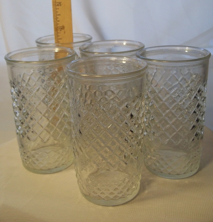 Vintage 1950 S Jelly Jar Drinking Glasses Set Of Five