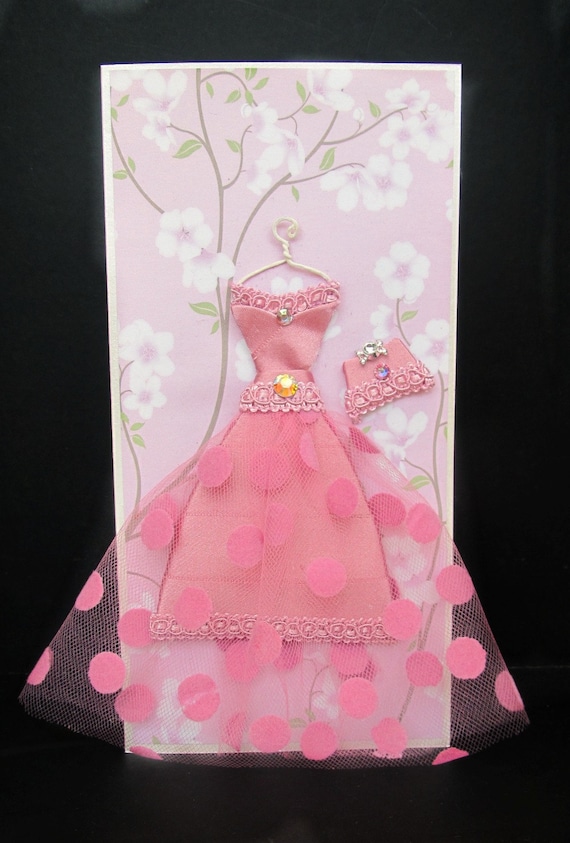 Cherry Personalized Dress Card / DL Size / Handmade Greeting