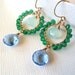 Emerald green Onyx Aqua Chalcedony Blue Quartz Wire Wrapped Handmade Gold OR Silver earrings. Summer fashion Trendy chandelier earrings