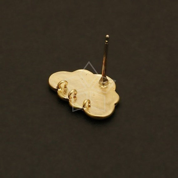 SI363MG / 4 Pcs Cloud Earring Findings Matte Gold Plated