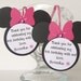 Minnie Mouse Birthday Party Favor Tags - Set of 12 Personalized Pink/Black OTHER colors avail