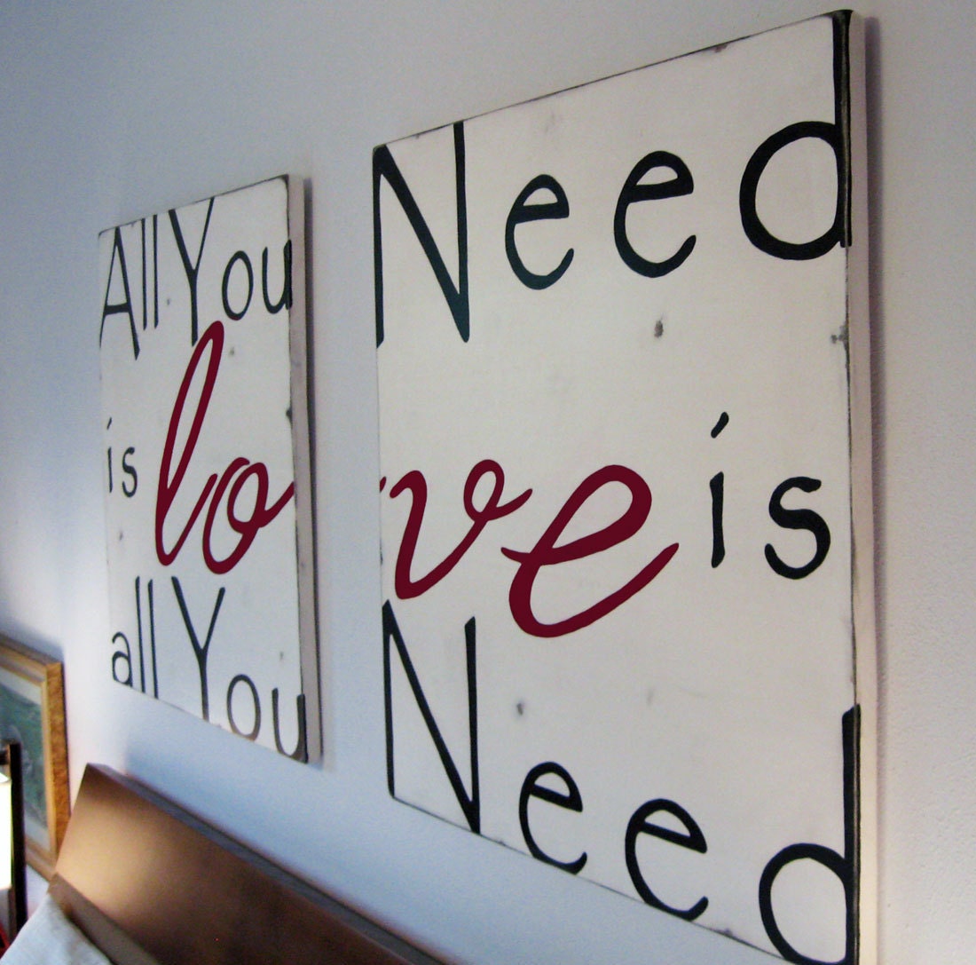 Download HUGE All You Need Is Love Wood Sign Typography Word Art