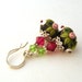 Reserved Listing - Beaded Earrings - Black, Hot Pink and Green Dangles, Flower Lampwork Glass Bead Earrings, OOAK - 'Summer Night'