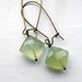 Green chalcedony kites on antique bronze long kidney ear wires
