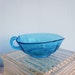 Blue Etched Glass Serving Bowl with Spout