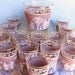 Cranberry Jeanette Glassware - Hellenic Jasperware - Six Tumblers Eight Goblets - Ice Bucket Gold Rim